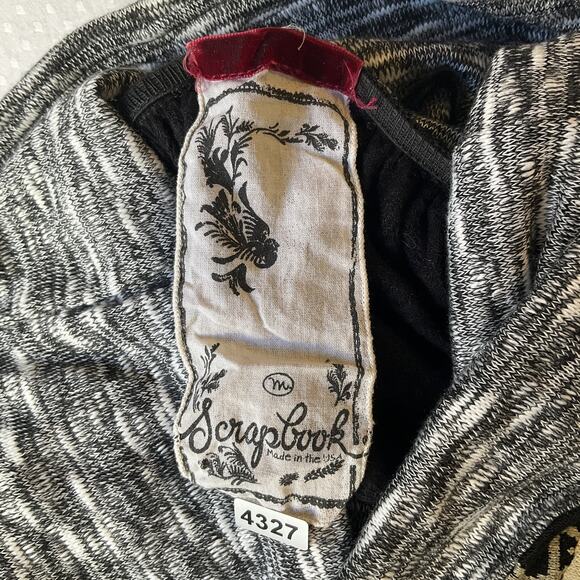 Scrapbook Women Midi Dress M Black Rayon Geometric A-Line Bohemian Embroidered - Picture 2 of 10